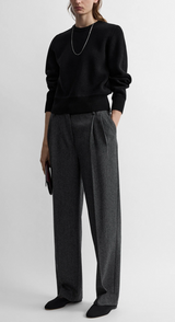 Herringbone double-pleat trousers grey melange