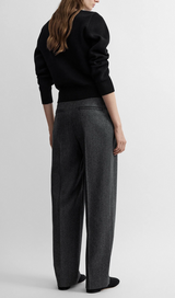 Herringbone double-pleat trousers grey melange