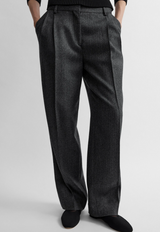 Herringbone double-pleat trousers grey melange