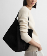 Medium belted suede tote espresso