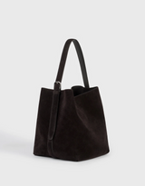 Medium belted suede tote espresso