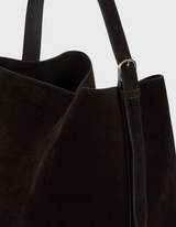 Medium belted suede tote espresso