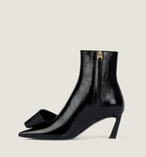 Twisted Ribbon ankle boots in shiny naplack leather