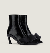 Twisted Ribbon ankle boots in shiny naplack leather