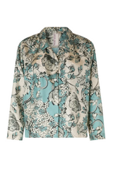 Turquoise Floral Pajama Shirt