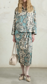 Turquoise Floral Pajama Shirt