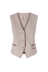 Vest with Embroidered Logo and Contrast Piping
