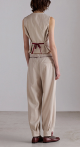 Vest with Embroidered Logo and Contrast Piping