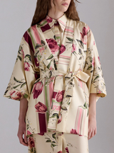 Kimono with Rose and Tulip Print