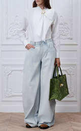 Blouse with Plastron and Tied Collar