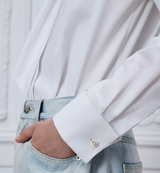 Blouse with Plastron and Tied Collar