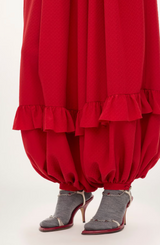 FLUID RUFFLED PANTS IN SILK JACQUARD