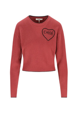 CROPPED FITTED LOGO SWEATER IN A WOOL & CASHMERE KNIT