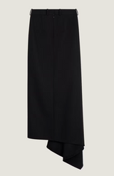 Slashed long skirt in wool