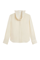 Shirt in silk with deconstructed collar
