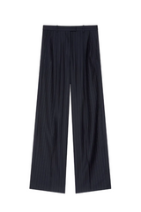 Double pleat striped pants in wool