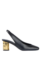 Tape slingbacks in leather