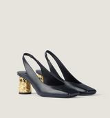 Tape slingbacks in leather