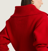 Zipped cardigan in wool and cashmere