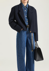 Cropped coat in double face wool and cashmere