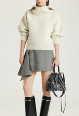 Slashed sweater in wool and cashmere