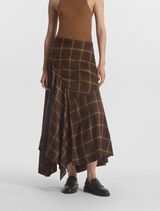Asymmetric Full Skirt in Check Plaid