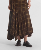 Asymmetric Full Skirt in Check Plaid