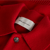 RED WOOL POLO WITH AMI DE COEUR
