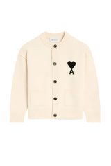 WHITE WOOL AMI DE COEUR CARDIGAN