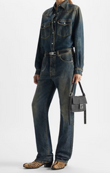 Blue washed denim trousers
