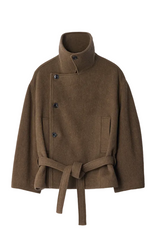 SHORT WRAP COAT IN FELTED WOOL ALPACA