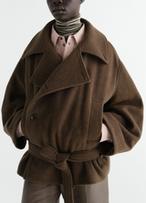SHORT WRAP COAT IN FELTED WOOL ALPACA