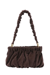 Brown suede Ruffles clutch bag