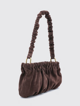Brown suede Ruffles clutch bag