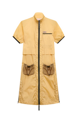 Yellow ripstop zip-front dress