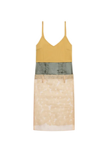 Yellow organza flower dress with satin waist