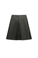 Black nappa leather skirt with pleat
