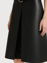 Black nappa leather skirt with pleat