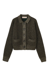 METALLIC-KNIT WOOL CARDIGAN