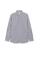 BLUE LARGE STRIPED COTTON SHIRT WITH REMOVABLE COLLAR
