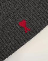 GREY WOOL BEANIE WITH AMI DE COEUR