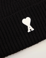 BLACK WOOL BEANIE WITH AMI DE COEUR