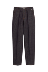 BLUE BALLOON-FIT COTTON JEANS