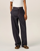 BLUE BALLOON-FIT COTTON JEANS