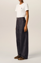 BLUE BALLOON-FIT COTTON JEANS