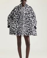 Cocoon short trench in cotton with animal print