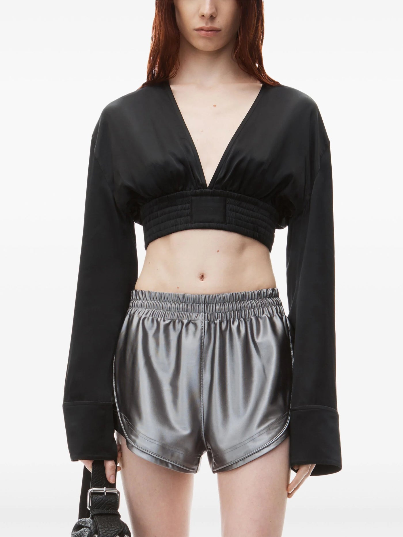 ALEXANDER WANG Long-Sleeve Crop Top グレー T by Alexander Wang gray long sleeve crop top size XS extra
