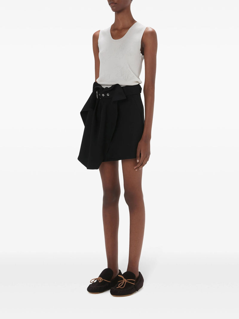 asymmetric draped wool mini skirt - LISKAFASHION