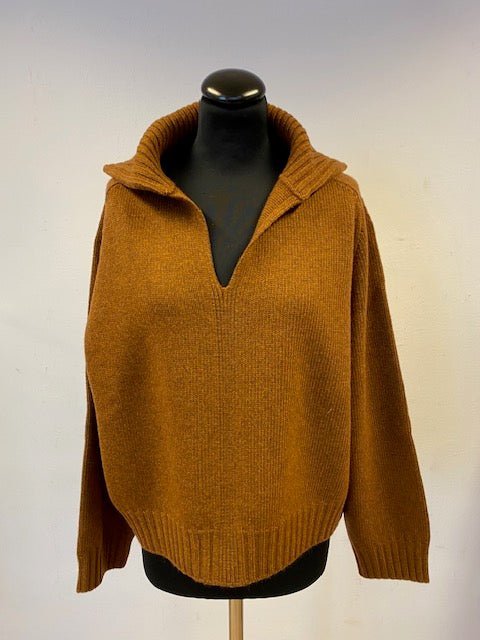 attached - scarf ribbed - knit jumper - LISKAFASHION