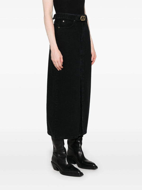 belted denim midi skirt - LISKAFASHION